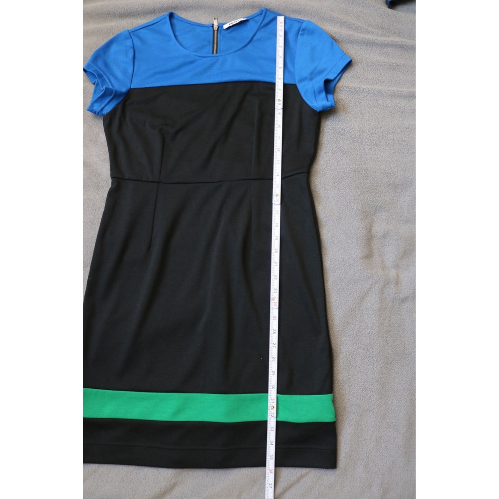 DKNYC Colorblock Sheath Dress Women Small Black Blue Green Short Sleeve Zip Back - Picture 3 of 13
